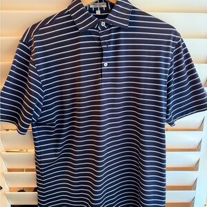 Peter Millar Navy and White Striped Polo Shirt